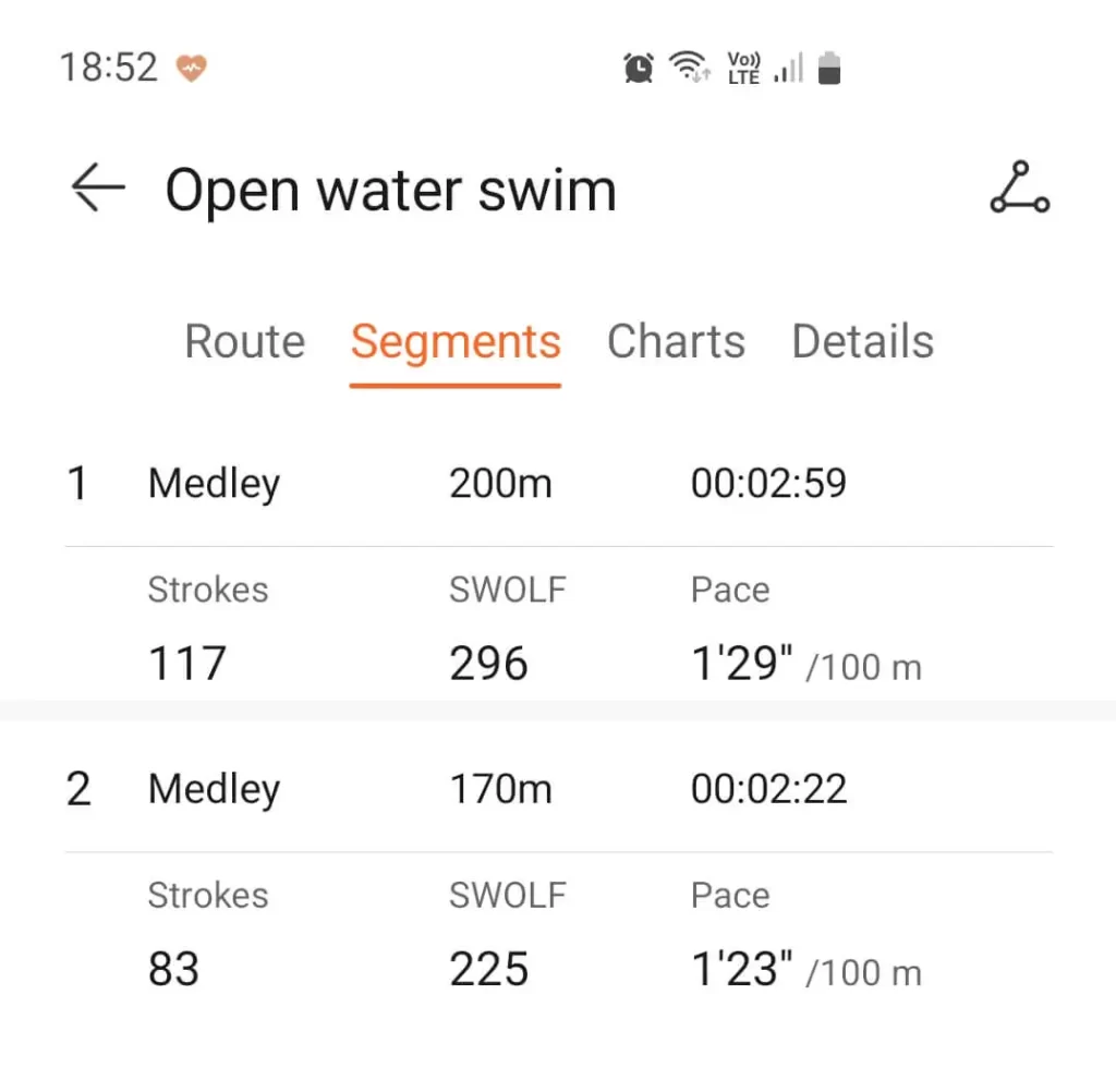 Huawei-GT3-Metrics for swimming